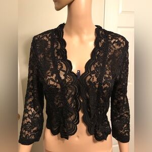 Connected Womens Black Lace Cardigan Size Small